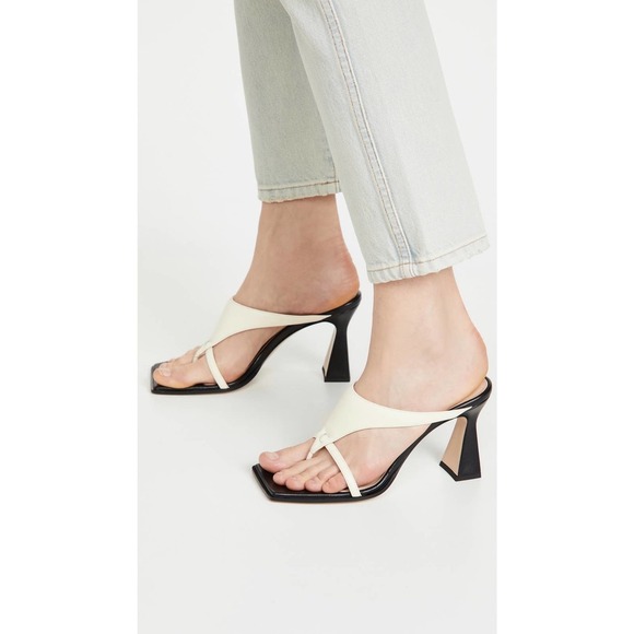 Wandler Feline Sandals in Cream/Black Lambskin Size 5